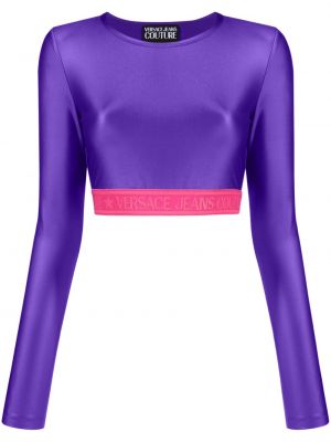Crop top Versace Jeans Couture fialový