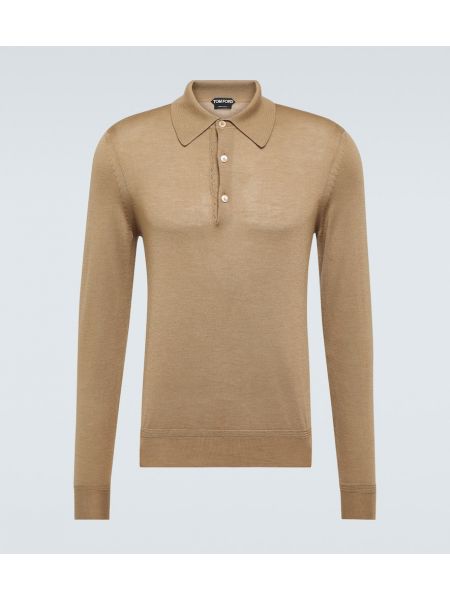 Polo en soie en cachemire Tom Ford beige