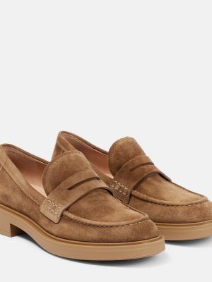 Pantofi loafer din piele de căprioară Gianvito Rossi maro