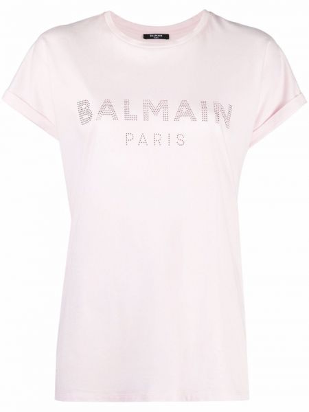 Camiseta con apliques Balmain rosa