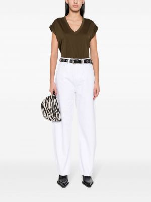 Zvonové džíny s vysokým pasem Frame bílé