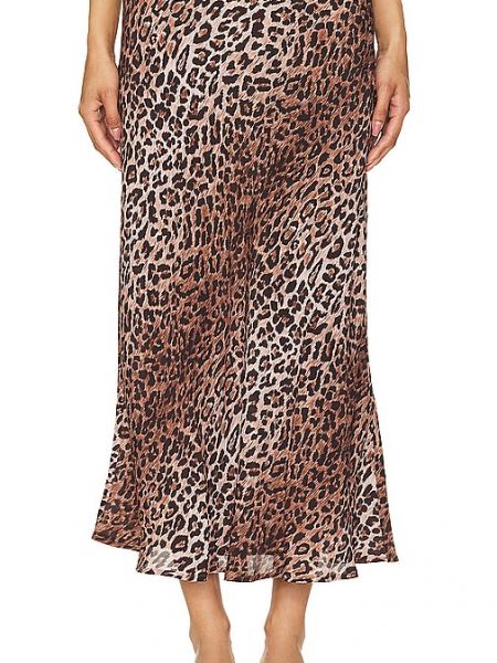 Falda midi leopardo Rixo marrón