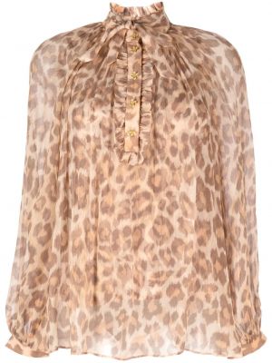 Bluza z lokom z leopardjim vzorcem Zimmermann
