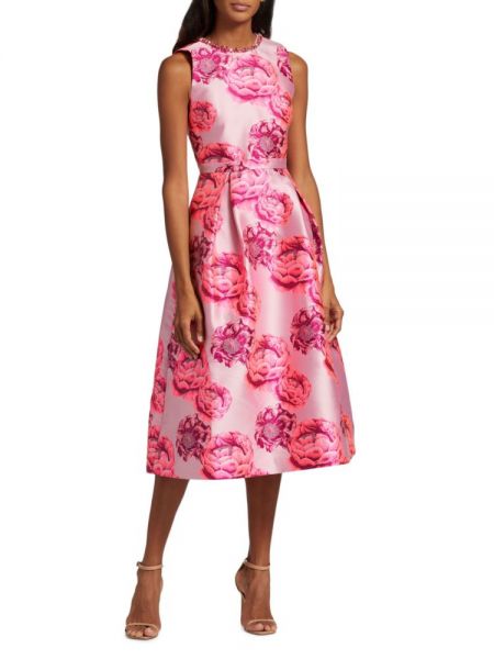 Платье миди в цветочек с принтом Alice + Olivia розовое
