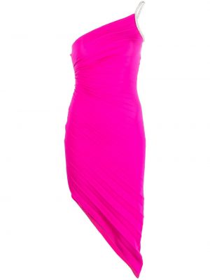 Plisované asymetrické koktejlkové šaty Nissa ružová