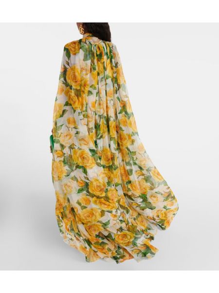Květinové šifonové hedvábné dlouhé šaty Dolce&gabbana