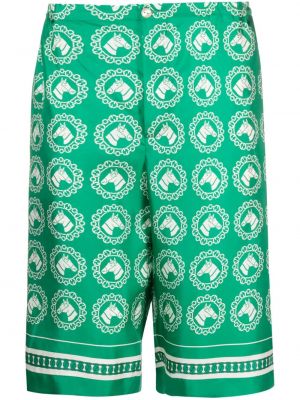 Mustriline siidist lühikesed püksid Gucci roheline