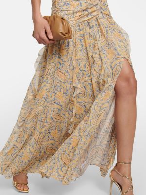 Šilkinis maksi suknelė su paisley raštu Veronica Beard geltona