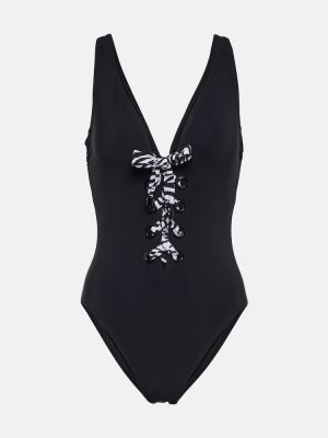 Čipkované šnurovacie plavky Karla Colletto čierna