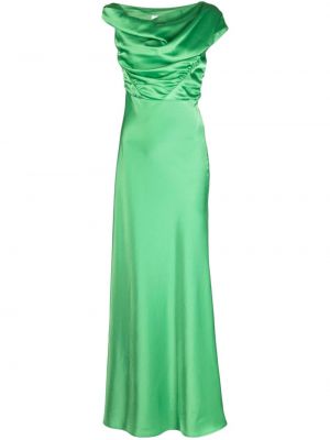 Ασύμμετρη σατέν βραδινό φόρεμα ντραπέ Paris Georgia πράσινο