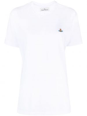 T-shirt brodé en coton à imprimé Vivienne Westwood blanc