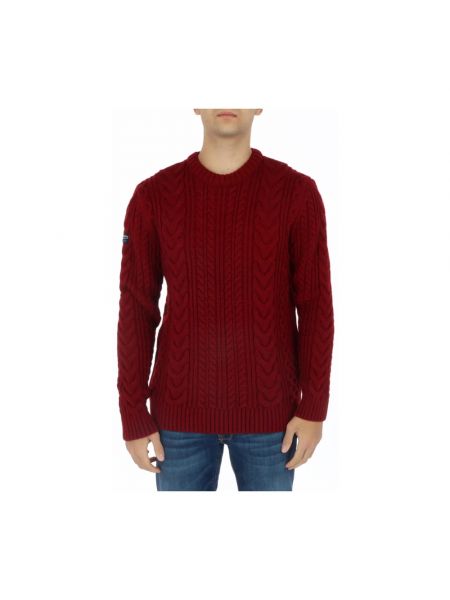 Dzianinowy sweter Superdry czerwony