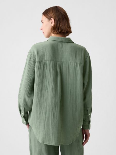Mušelínová oversized košile Gap zelená