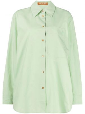 Памучна риза Rejina Pyo зелено