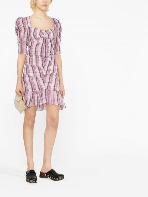 Kostkované šaty s potiskem Isabel Marant Etoile růžové