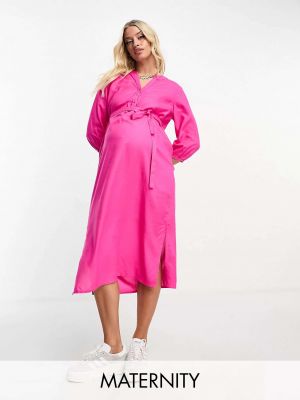 Платье миди с длинным рукавом Mama.licious розовое