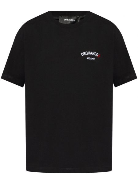 Kokvilnas t-krekls ar izšuvumiem Dsquared2 melns