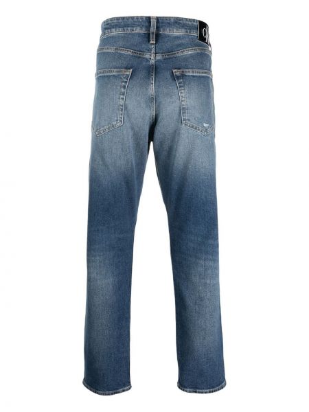 Tiesūs džinsai su nubrozdinimais Calvin Klein Jeans mėlyna