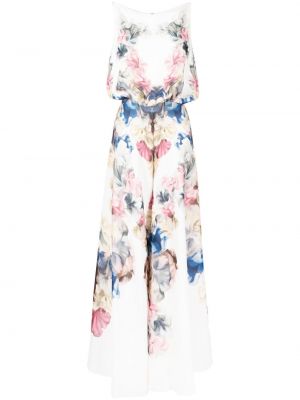 Trykt floral jumpsuit med brede ben Saiid Kobeisy hvit