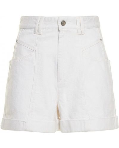 Bombažne kratke jeans hlače Isabel Marant bela