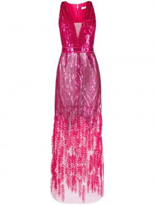 Βραδινό φόρεμα με λαιμόκοψη v Elisabetta Franchi ροζ