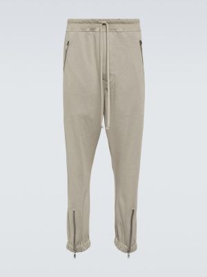 Spodnie sportowe bawełniane z dżerseju Rick Owens beżowe