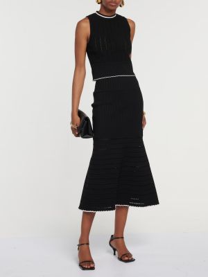 Midi sukňa s vysokým pásom Victoria Beckham čierna