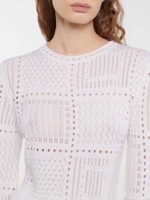 Кашмирен копринен вълнен пуловер Chloã© бяло