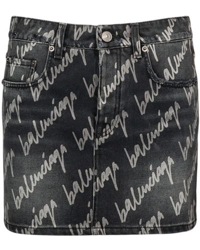Spódnica jeansowa z niską talią Balenciaga czarna