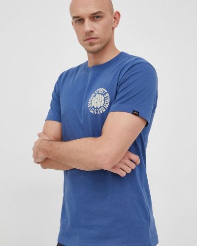Памучна тениска с дълъг ръкав с принт Deus Ex Machina синьо