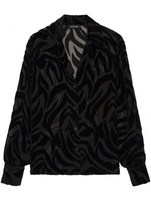 Košeľa na gombíky so vzorom zebry Anine Bing čierna