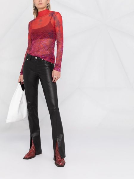 Top con estampado leopardo de malla Givenchy rojo