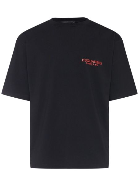 T-shirt med mönster Dsquared2 svart