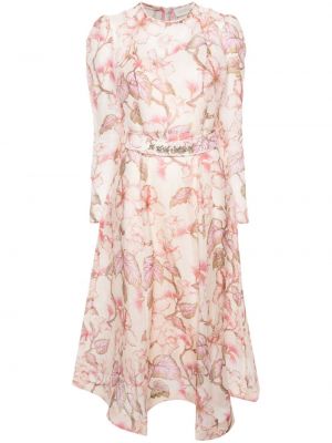 Midi haljina s cvjetnim printom s printom Zimmermann ružičasta