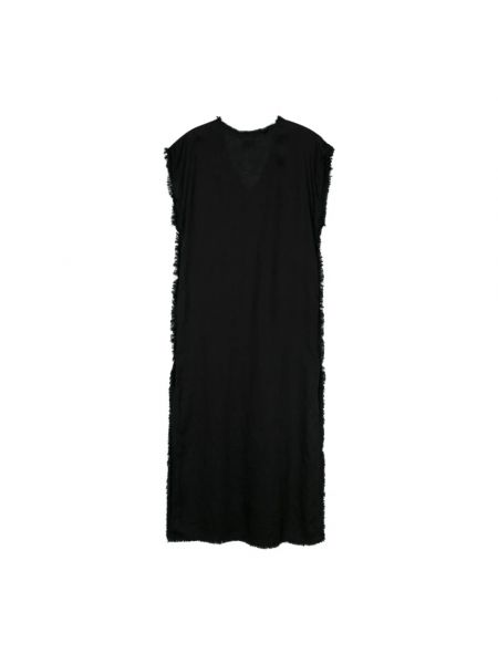 Mini vestido de lino con escote v P.a.r.o.s.h. negro