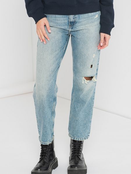 Прямые джинсы с потертостями Tommy Hilfiger синие