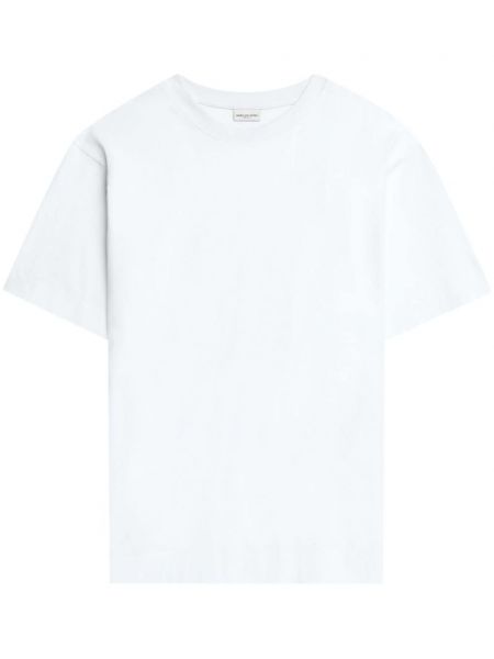 Βαμβακερή μπλούζα με στρογγυλή λαιμόκοψη Dries Van Noten λευκό