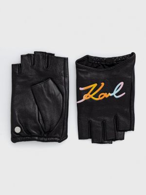 Kožené rukavice Karl Lagerfeld černé