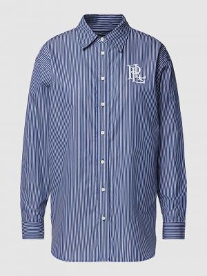 Koszula bawełniana w paski Lauren Ralph Lauren niebieska