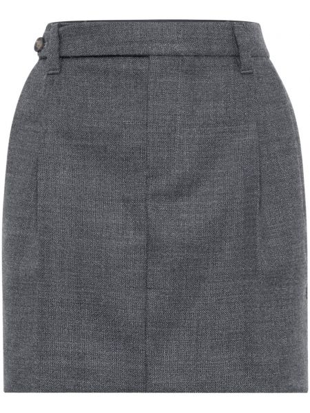 Vlněné mini sukně Brunello Cucinelli šedé