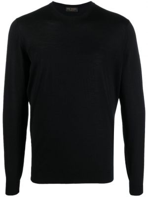 Vilnas džemperis merino ar apaļu kakla izgriezumu Dell'oglio melns