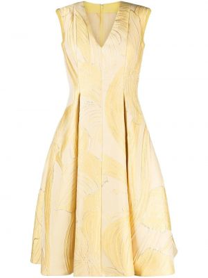 Koktejlové šaty bez rukávů s výstřihem do v z polyesteru Talbot Runhof - žlutá