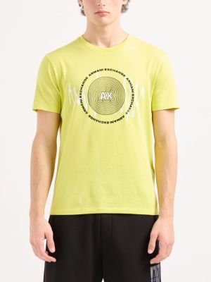 Kokvilnas t-krekls ar apdruku Armani Exchange dzeltens