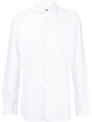 Bavlnená ľanová košeľa Barba biela