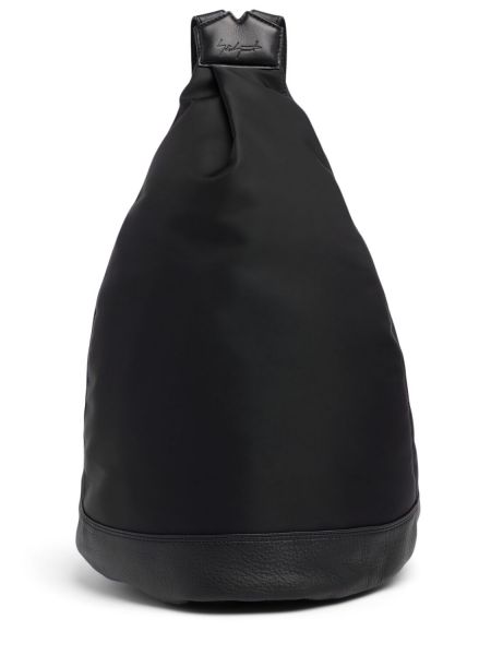 Nylonový kožený batoh Yohji Yamamoto čierna
