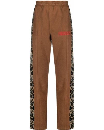 Pantalones rectos con estampado animal print Pleasures marrón
