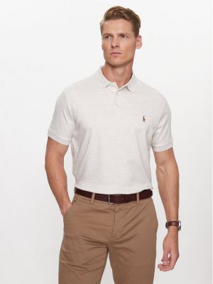 Polo marškinėliai slim fit Polo Ralph Lauren pilka