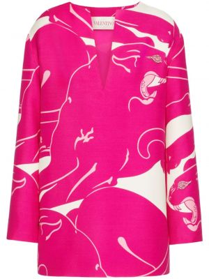Obleka iz krep tkanine Valentino Garavani roza