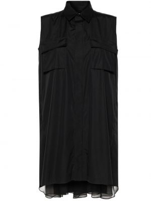 Плисирана памучна рокля тип риза Sacai черно