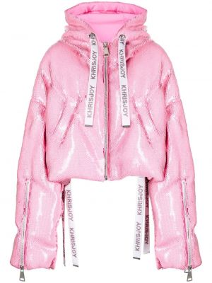 Pernata jakna s kapuljačom Khrisjoy ružičasta